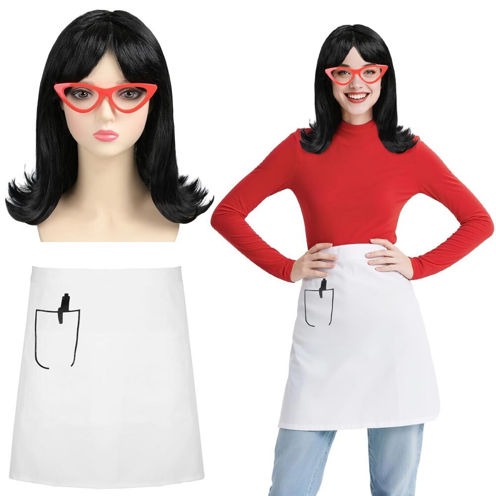 8175 Burger Shop Waitress Costume Set For Halloween Outfit, Red